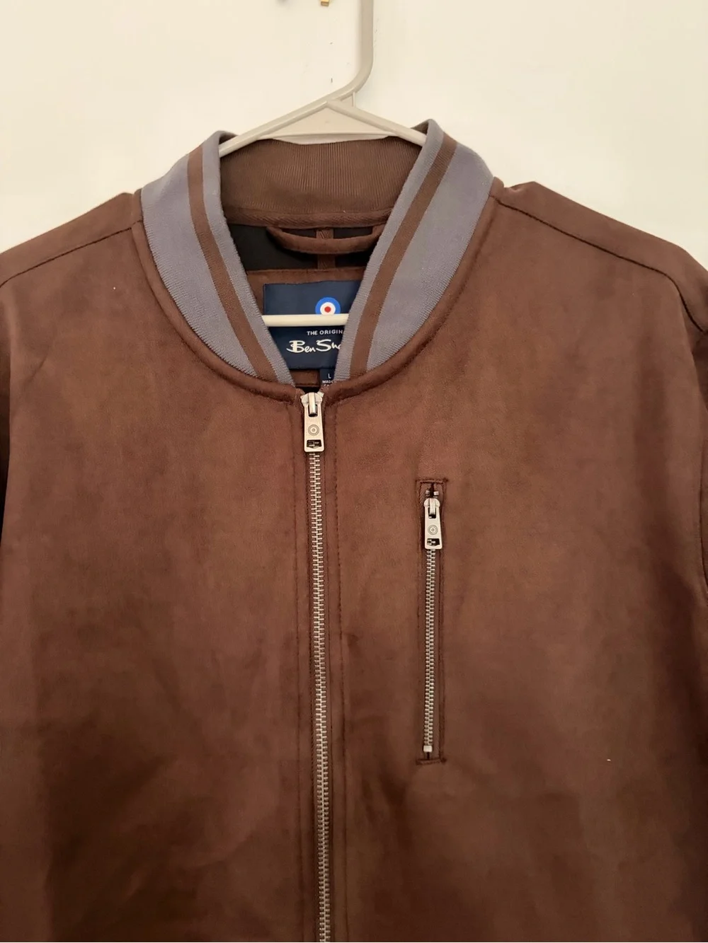 Ben Sherman Brown Bomber Jacket with Gray Trim